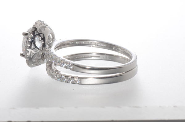 Sterling Silver 1.25 ct CZ Wedding Ring Set Round Brilliant Cubic Zirconia - Jewelryland.com
