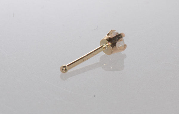14k Yellow Gold .05 ct (5 Point) Genuine Diamond Nose Stud 20g Nose Pin - Jewelryland.com