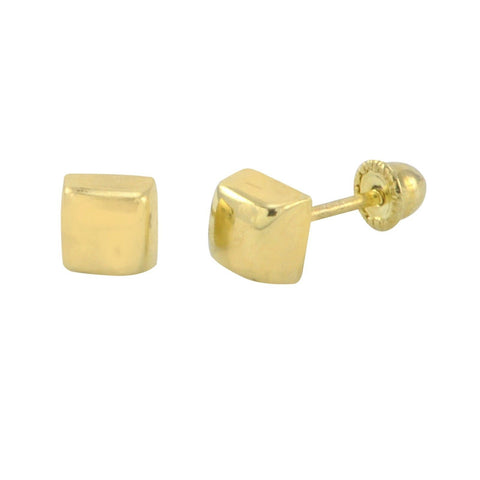 10k Gold Flat Square Stud Earrings Screwbacks 4mm - Jewelryland.com