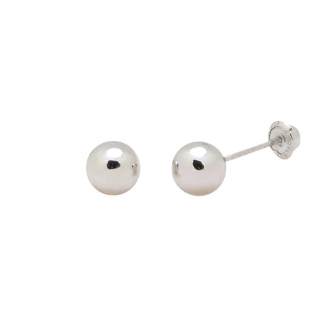 10k White Gold Earrings Round Ball Studs with Screwbacks High Polish 2mm-7mm - Jewelryland.com