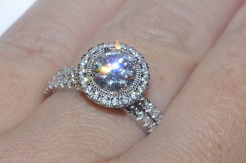 Sterling Silver 1.25 ct CZ Wedding Ring Set Round Brilliant Cubic Zirconia - Jewelryland.com