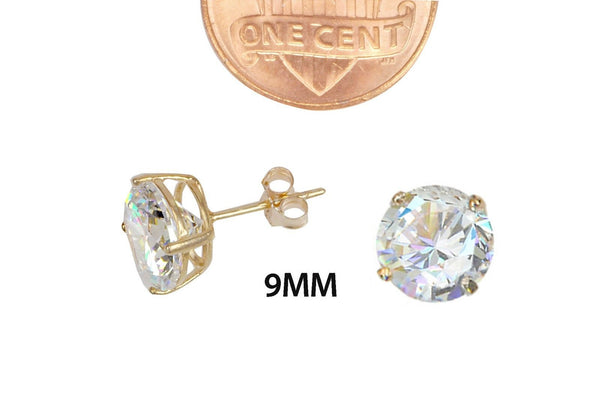 Sterling Silver Rose Gold Plated Round White Cubic Zirconia CZ Stud Earrings - Jewelryland.com