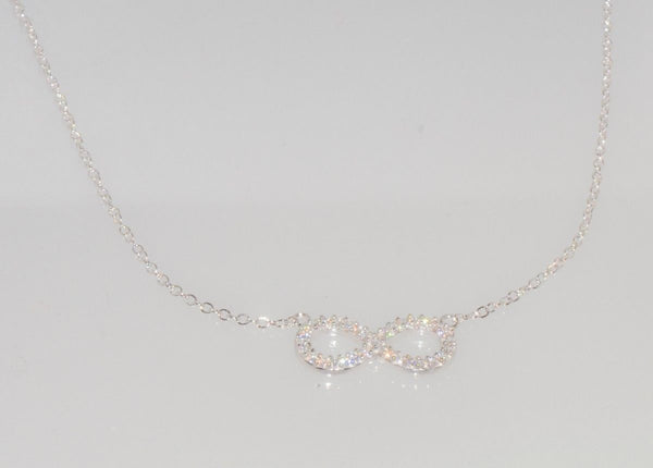 Infinity Necklace .925 Sterling Silver Clear Cubic Zirconia, 16.5 inches - Jewelryland.com