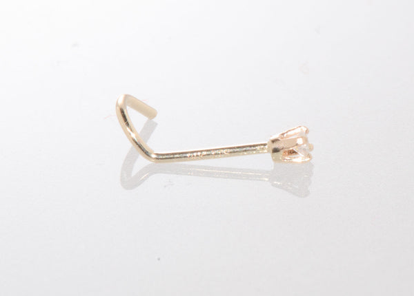 20g 14k Yellow Gold 2.25pt Genuine Diamond Nose Stud Nose Pin - Curved - Jewelryland.com
