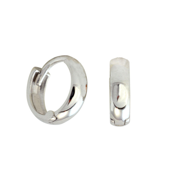 10k White Gold Tiny Huggie Hoop Earrings High Polish 9mm x 2mm - Jewelryland.com