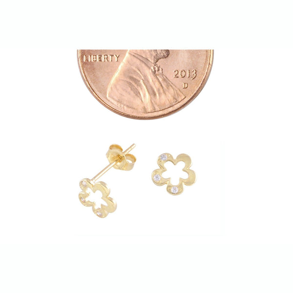 14k Gold Open Flower Stud Earrings - Jewelryland.com