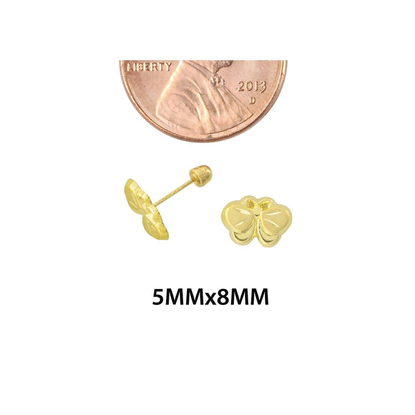 10k Yellow Gold Mini Butterfly Stud Earrings Screwbacks - 5mm Laser Cut Design - Jewelryland.com