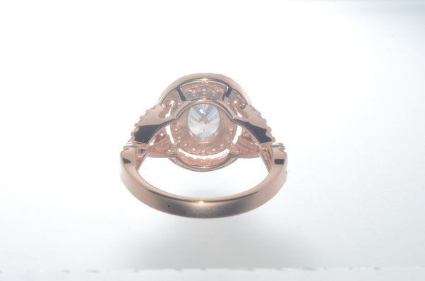 Sterling Silver Rose Gold Plated 1.25ct Oval CZ Ring - Jewelryland.com