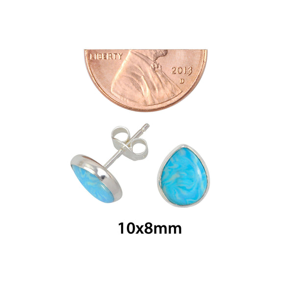 Larimar Gemstone Earrings Sterling Silver Pear Shaped 10mm x 8mm - Jewelryland.com