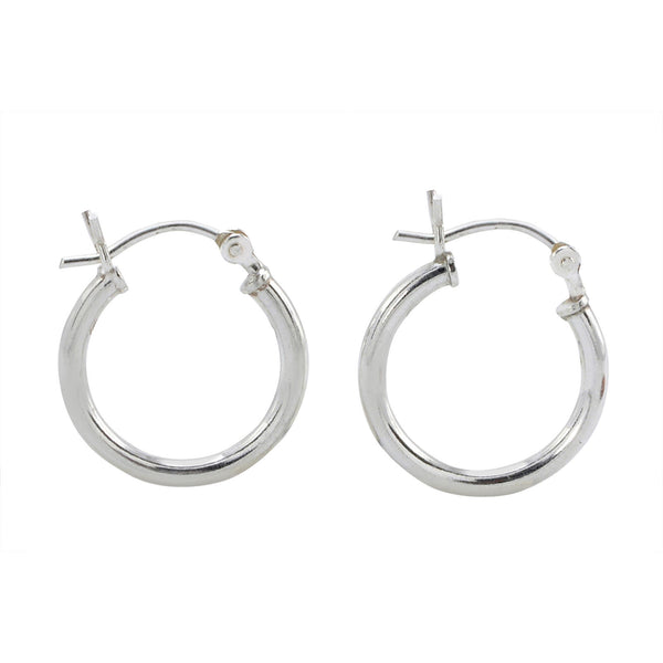 Sterling Silver Hoop Earrings High Polish Latch Closure 16mm - Jewelryland.com
