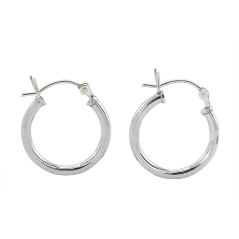 Sterling Silver Hoop Earrings High Polish Latch Closure 16mm - Jewelryland.com