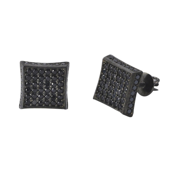 925 Sterling Silver Black CZ Screwback Stud Earrings 9mm 3d Kite Shape - Jewelryland.com