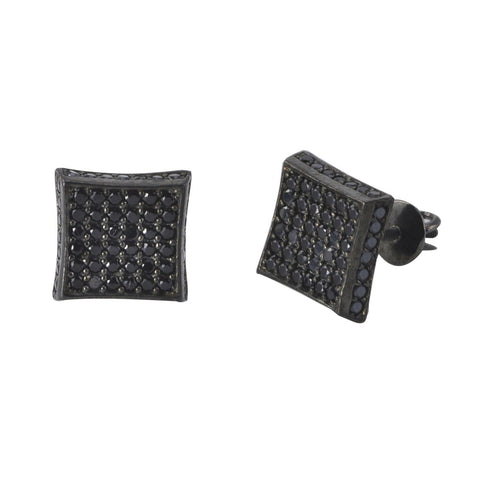 925 Sterling Silver Black CZ Screwback Stud Earrings 9mm 3d Kite Shape - Jewelryland.com