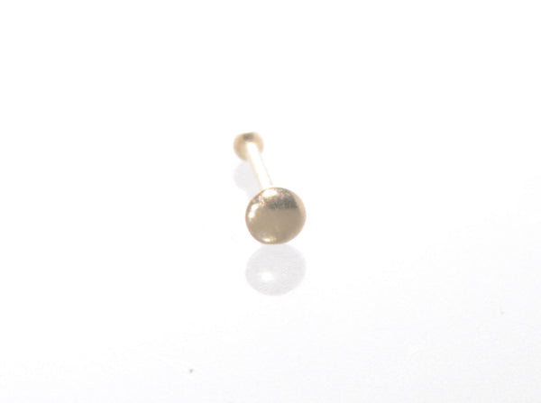 20g Nose Pin 14k Yellow Gold 2mm Flat Ball Nose Stud - Jewelryland.com