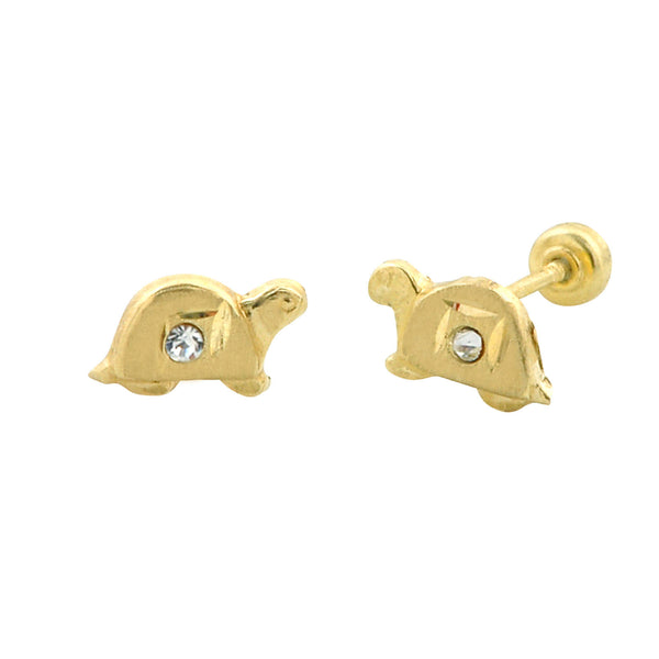 10k Yellow Gold Tiny Turtle Stud Earrings with Screwbacks - Jewelryland.com