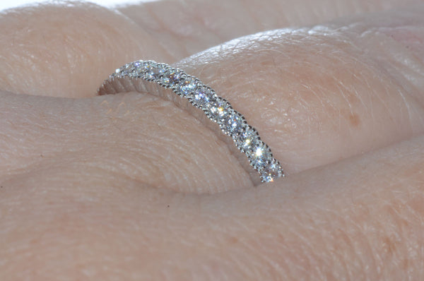 Elegant Sterling Silver Cubic Zirconia Eternity Ring 3mm Wide Band - Jewelryland.com