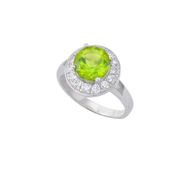 925 Sterling Silver Ring Genuine Peridot with CZ Cubic Zirconia Accents - Jewelryland.com