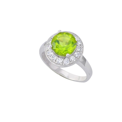 925 Sterling Silver Ring Genuine Peridot with CZ Cubic Zirconia Accents - Jewelryland.com