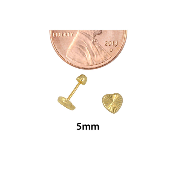 Laser Cut Heart Stud Earrings 10k Yellow Gold with Screwbacks 5mm - Jewelryland.com