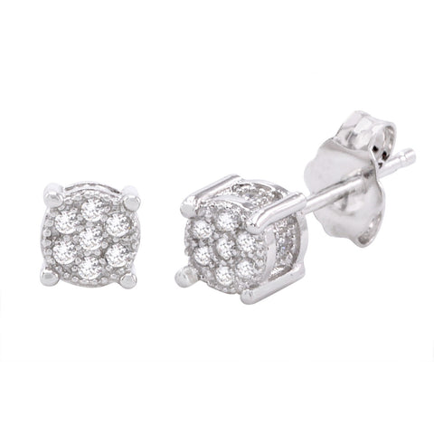 Sterling Silver Cubic Zirconia Stud Earrings Micropave Stones 5mm - Jewelryland.com