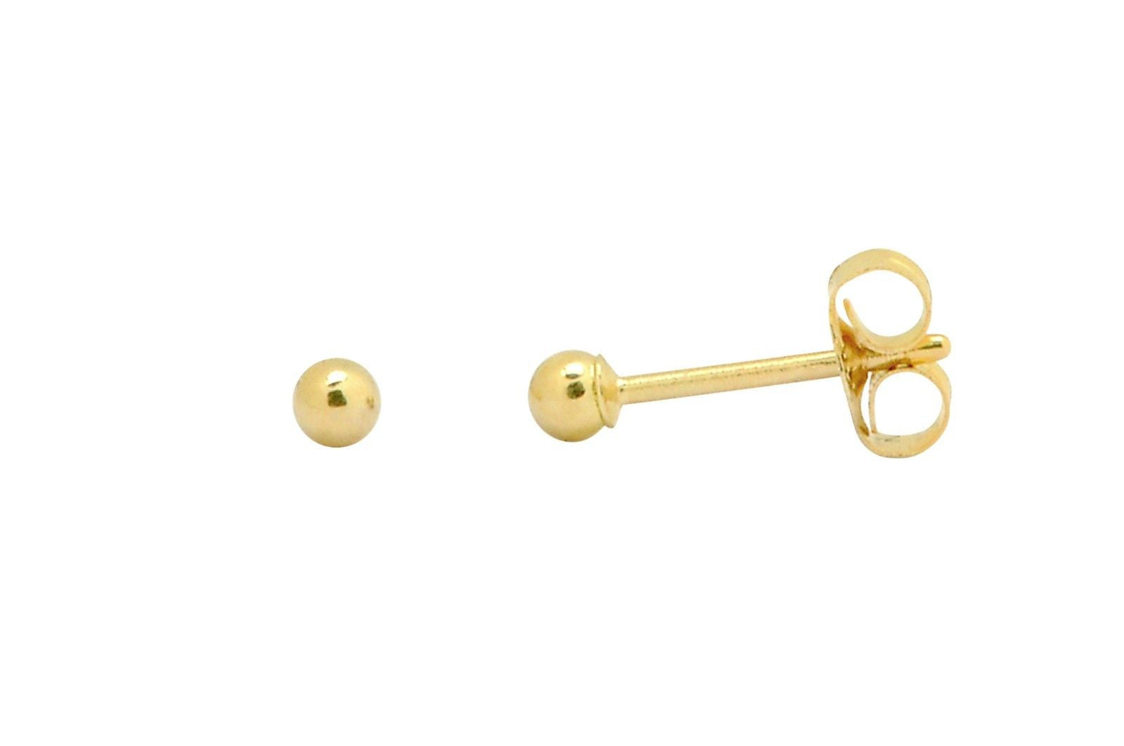 14k Yellow Gold Ball Stud Earrings High Polish Pushback | Jewelryland.com
