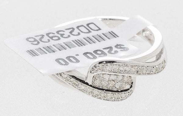 .925 Sterling Silver Swoosh Design Diamond Ring - .13ct, Size 7 - Jewelryland.com