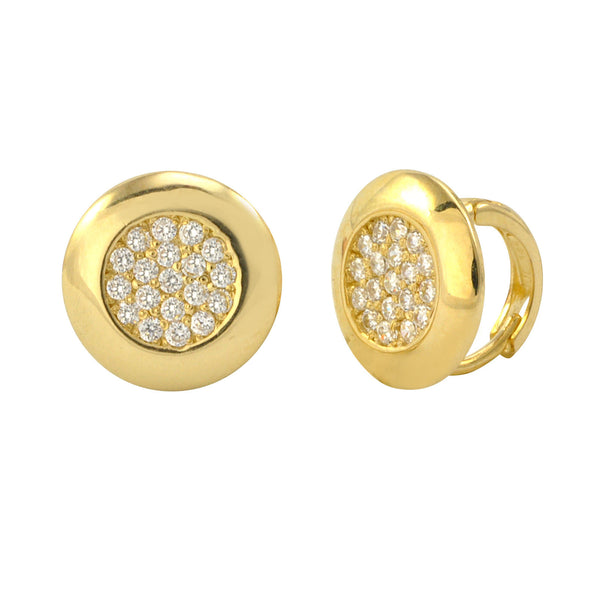 Huggie Hoop Earrings 14k Yellow Gold Cubic Zirconia 11mm x 4mm - Jewelryland.com