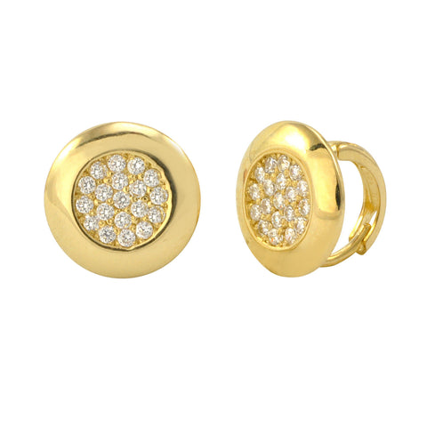 Huggie Hoop Earrings 14k Yellow Gold Cubic Zirconia 11mm x 4mm - Jewelryland.com