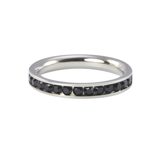 Stainless Steel Black CZ Ring Stackable Band 4mm Cubic Zirconia - Jewelryland.com