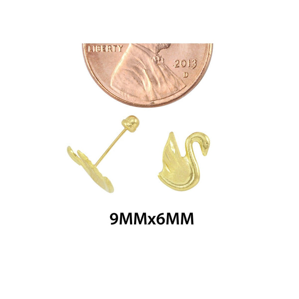 10k Yellow Gold Mini Swan Stud Earrings Screwbacks - 9mm - Jewelryland.com
