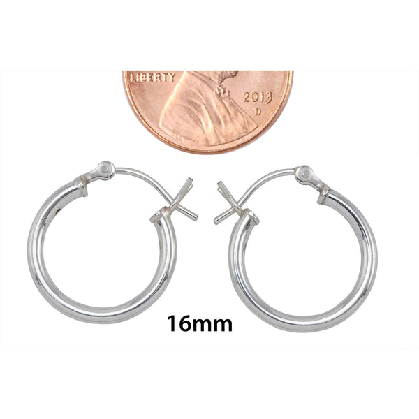 Sterling Silver Hoop Earrings High Polish Latch Closure 16mm - Jewelryland.com