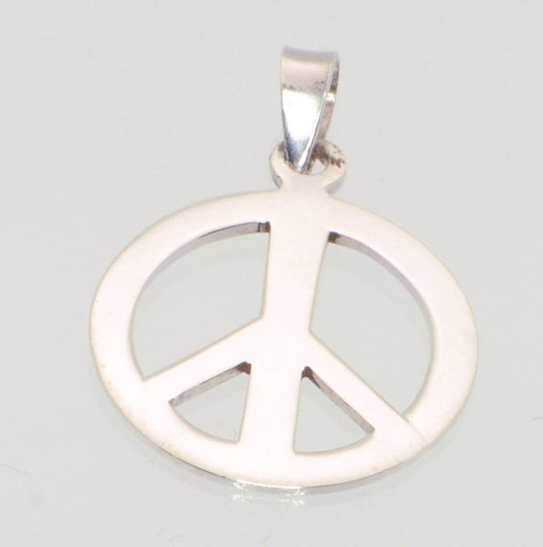 .925 Sterling Silver Peace Sign Symbol Pendant 29mm - Jewelryland.com
