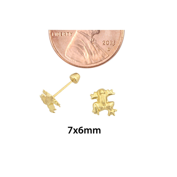 10k Yellow Gold Mini Frog Animal Baby Earrings with Screwbacks - Jewelryland.com