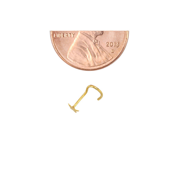 Nose Stud 3mm Star 22G 14k Yellow Gold Nose Screw - Jewelryland.com