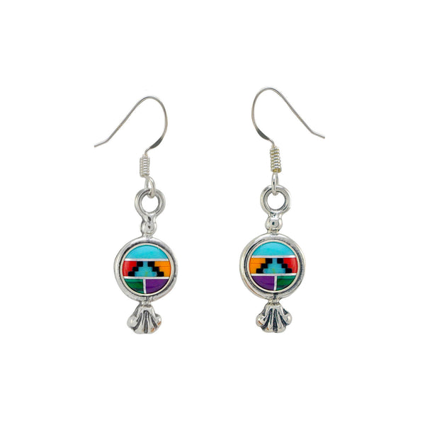Multi Stone Gemstone Drop Earrings Sterling Silver Circle with Accent 34mm x 9mm - Jewelryland.com
