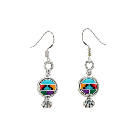 Multi Stone Gemstone Drop Earrings Sterling Silver Circle with Accent 34mm x 9mm - Jewelryland.com