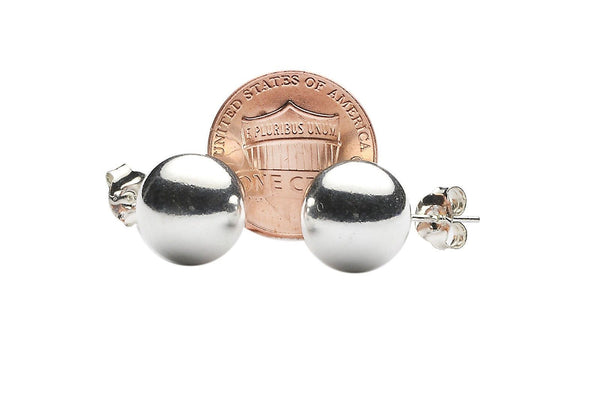Sterling Silver Ball Stud Earrings .925 - High Polish 2mm-12mm - Jewelryland.com