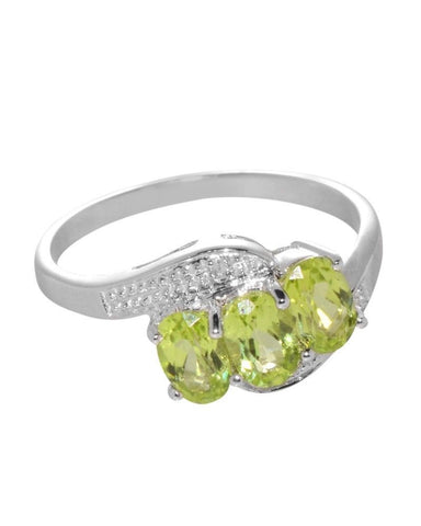925 Sterling Silver 1.5 ct Peridot and Diamond Ring - Jewelryland.com