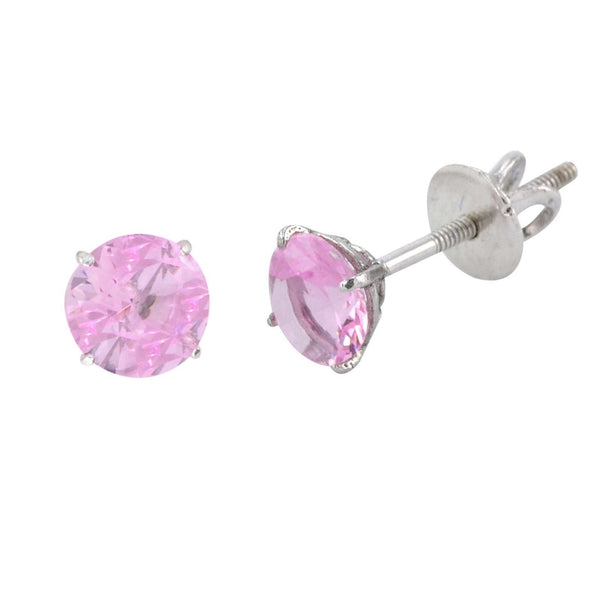 Sterling Silver Pink Cubic Zirconia Screwback Stud Earrings CZ - Jewelryland.com