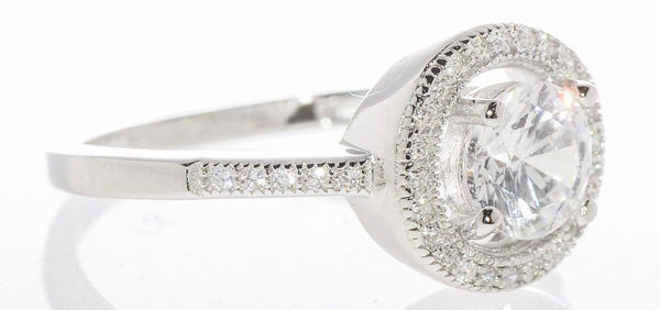 Sterling Silver Ladies Cocktail Ring 6mm Round CZ Rhodium Circle Cubic Zirconia - Jewelryland.com