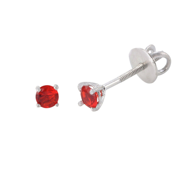 Sterling Silver Ruby CZ Cubic Zirconia Screwback Earrings - Jewelryland.com