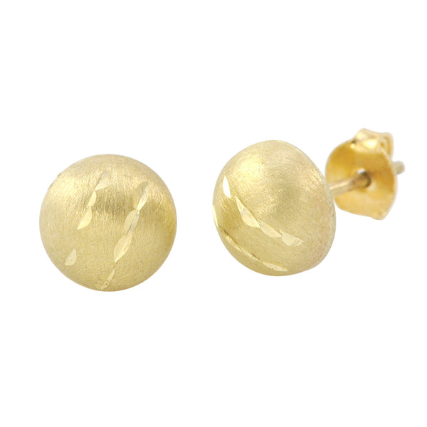 10k Yellow Gold Half Ball Stud Earrings Matte Finish Laser Cut 4mm-7mm Pushbacks - Jewelryland.com