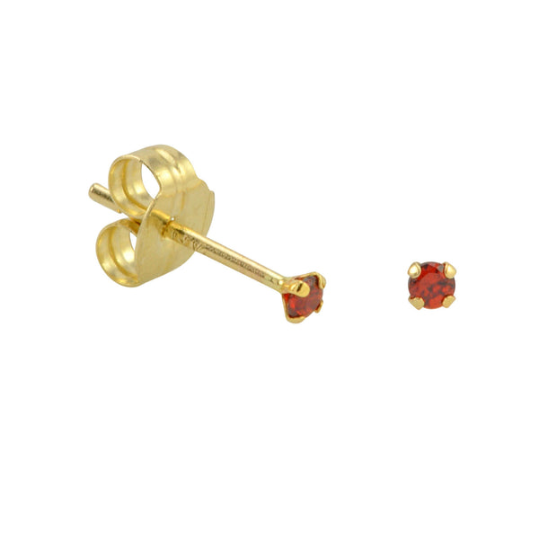 10k Yellow Gold Red Garnet CZ Stud Earrings Cubic Zirconia Round Prong Set - Jewelryland.com
