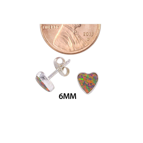Orange Opal Heart Earrings 925 Sterling Silver Studs 6mm - Jewelryland.com