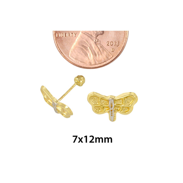 10k Yellow Gold Dragonfly Screwback Earrings 7x12 - Jewelryland.com