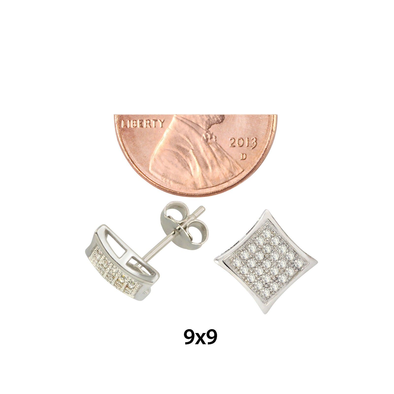 Men's Polished Steel 9MM Clear Round CZ Post Stud Earrings - Gemologica, A  Fine Online Jewelry Store