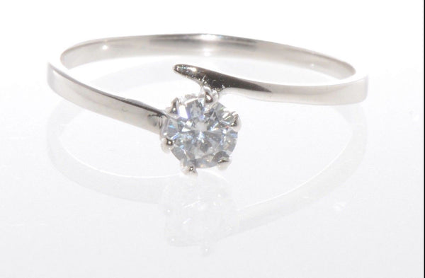 Sterling Silver Cubic Zirconia Ring 4mm 6 prong Round Clear AAA CZ with rhodium - Jewelryland.com
