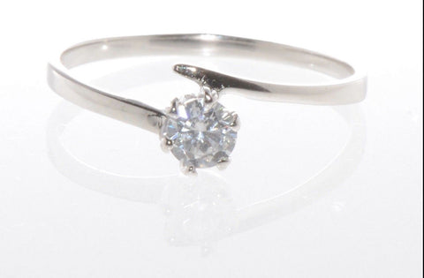 Sterling Silver Cubic Zirconia Ring 4mm 6 prong Round Clear AAA CZ with rhodium - Jewelryland.com