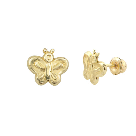10k Yellow Gold Tiny Happy Butterfly Stud Earrings with Screwbacks - Jewelryland.com