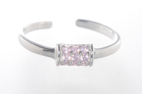 925 Sterling Silver Toe Ring Pink CZ Cubic Zirconia Cluster - Jewelryland.com